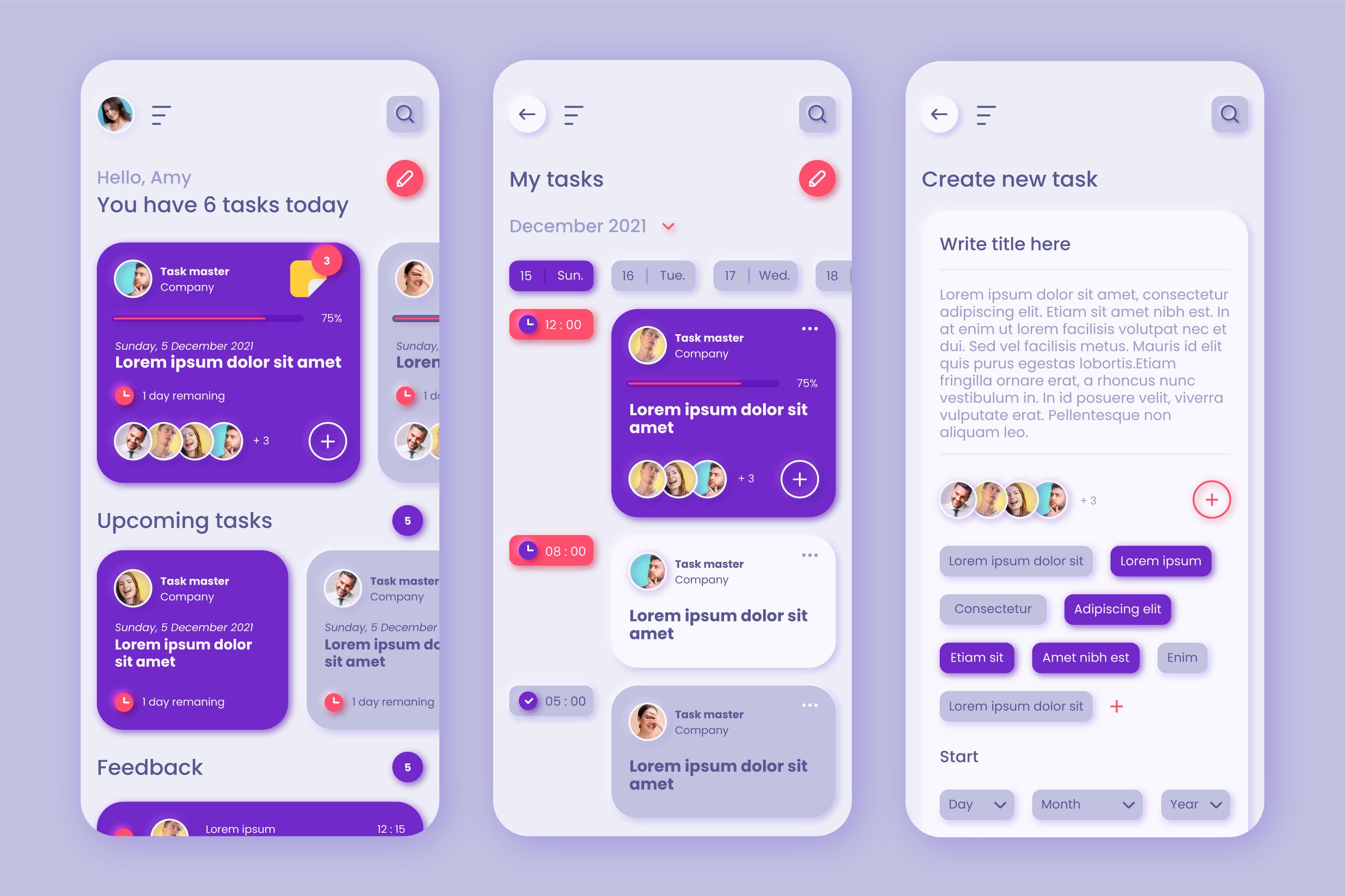 Task management app UI